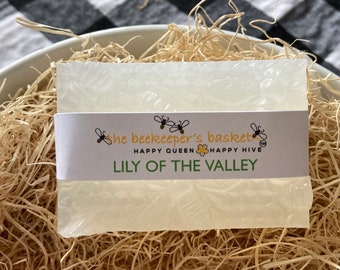 Lily of the Valley Honeybee Glycerin Soap, Bee Soap, Queen Bee, Floral Scented Soap, Honeycomb Soap, Clear Soap, Bee Lovers