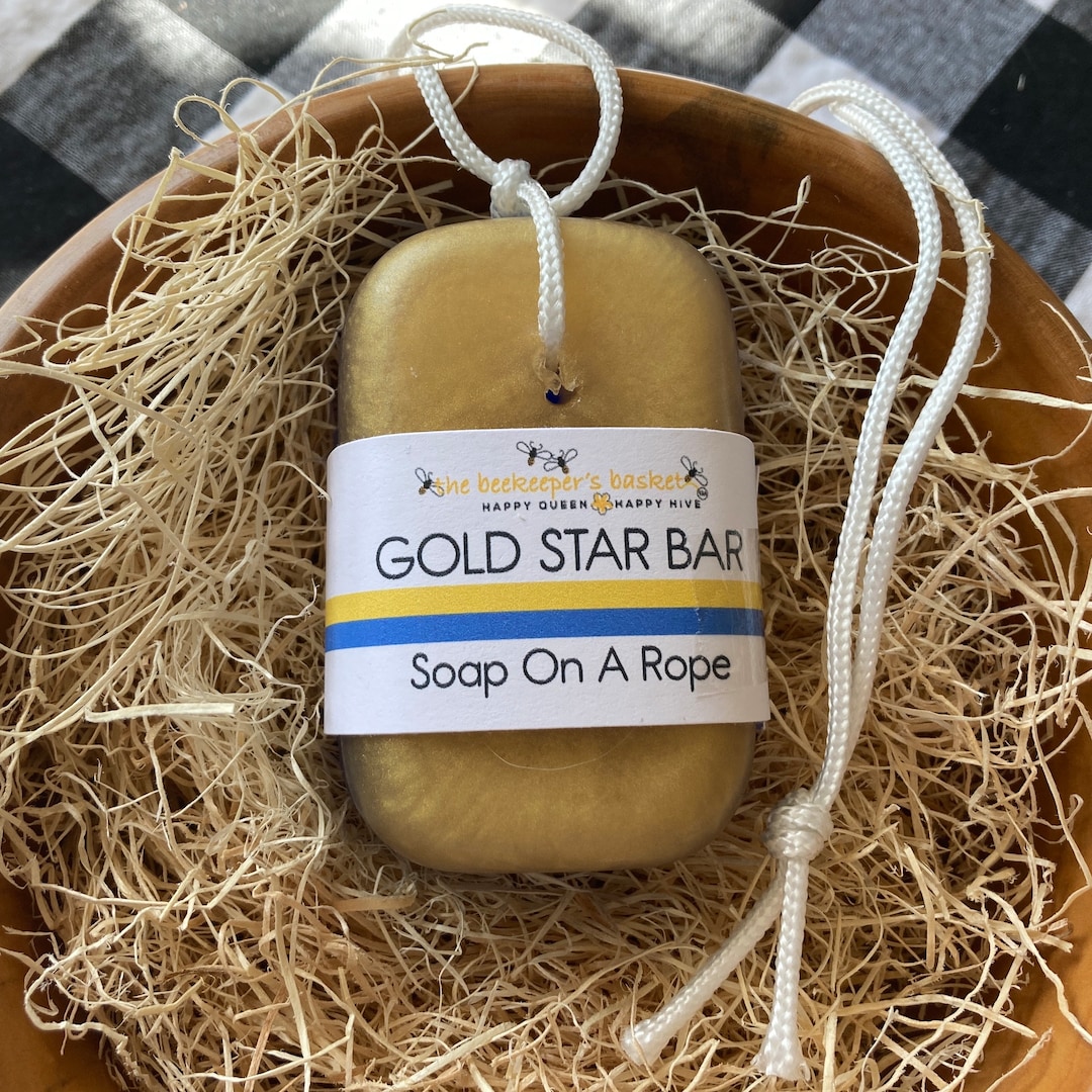 Gold Star Bar Glycerin Soap on A Rope, Red Poppy Scented Soap