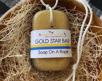 Gold Star Bar Glycerin Soap On A Rope, Red Poppy Scented Soap, Supporting Gold Star Families, Armed Forces Community, Military Families
