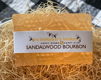 Sandalwood Bourbon Honeybee Glycerin Soap, Men’s Soap, Bourbon Soap, Soap for Men, Bee Soap, Bee Gifts, Masculine Soap, Thank You Gift