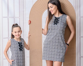 Mother And Daughter Matching Dress, Mommy And Me Dress, Mother Daughter Gift, Photo Shoot Dress, Set of 2, Black & White Dress, Dots  Dress