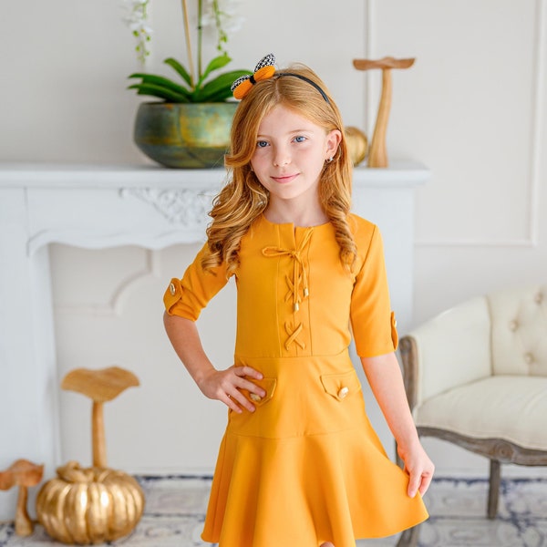 Enfant en bas âge robe jaune robe maman et moi tenues automne robe hiver robe fille mode robe fille hippie robe fille mode robe robe ado