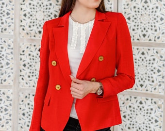 Red Jacket, Suit Jacket, Fitted Blazer, Elegant Jacket, Lightweight Jacket, Short Blazer, Casual Blazer, Classic Jacket, Business Clothing