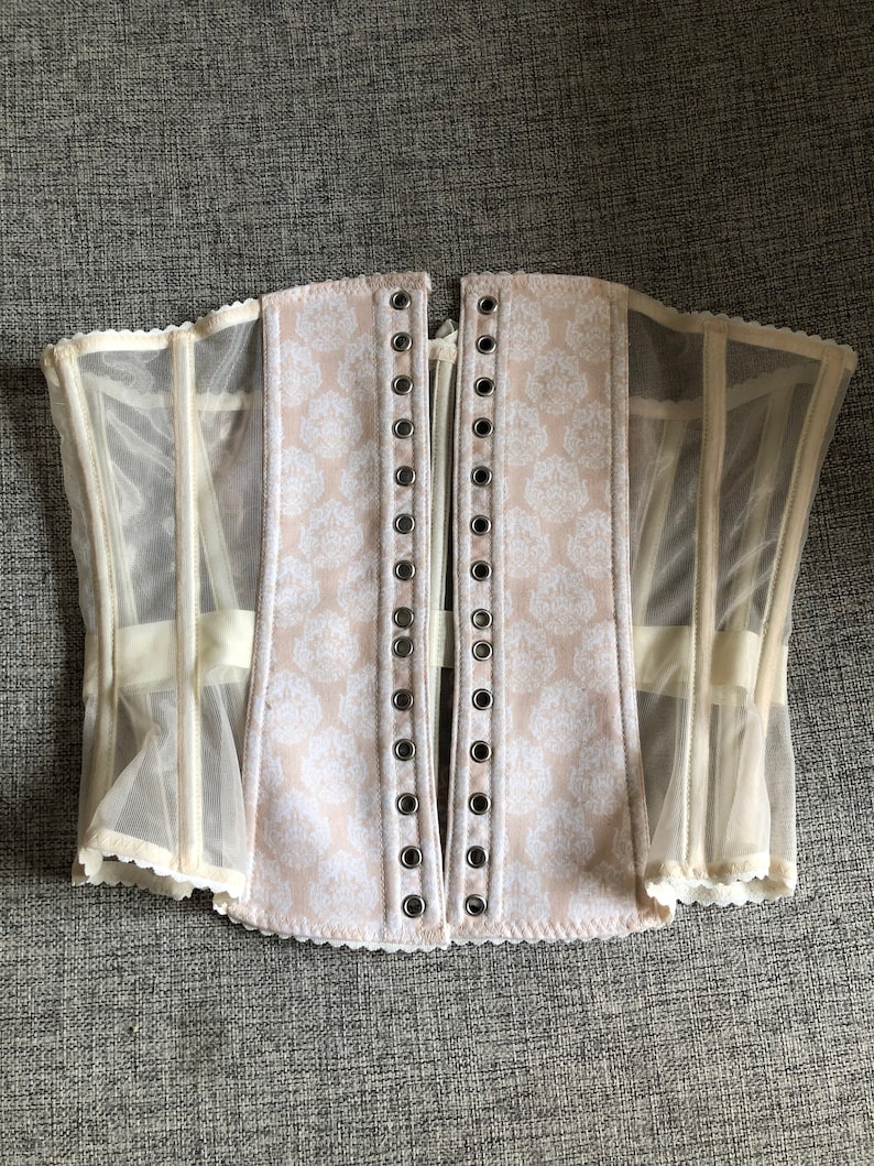 Mesh underbust corset with peachy lace ONE SIZE