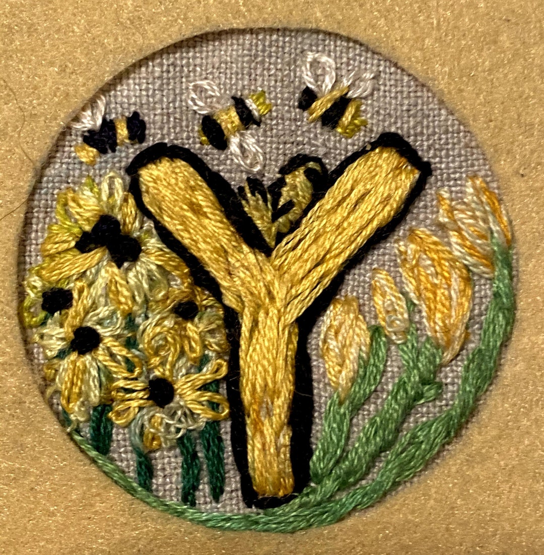 The Letter y Embroidered Button/brooch 1 Etsy