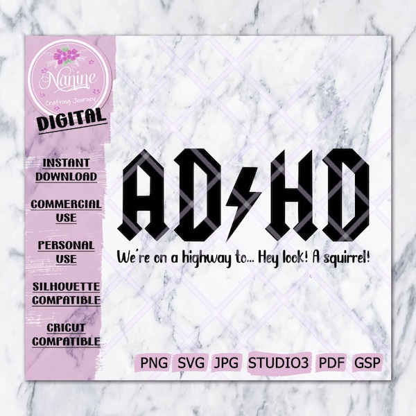 ADHD svg, png files | Quote SVG, Cut File, Cricut, Silhouette, Instant download