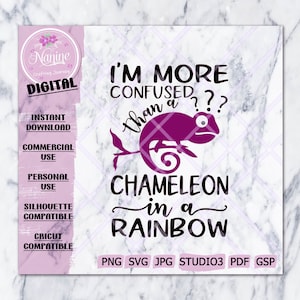 I'm More Confused Than A Chameleon SVG | Quote SVG, Cut File, Cricut, Silhouette, Instant download