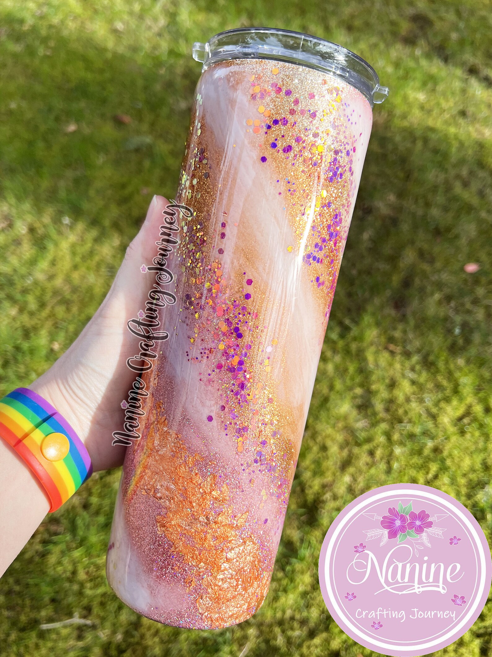 Ready to Ship Pink Swirl Glitter Tumbler Milky Way Glitter Etsy