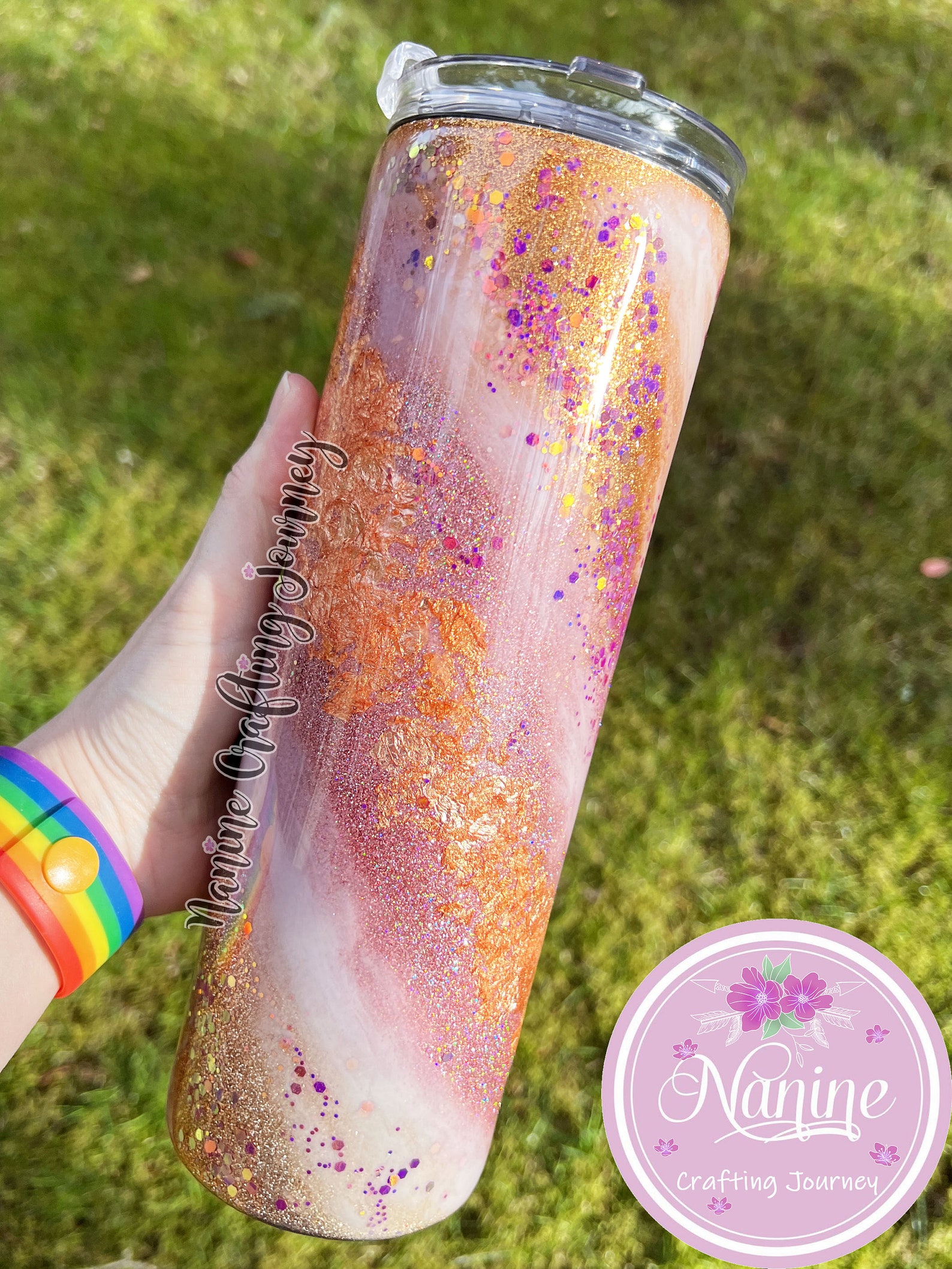 Ready to Ship Pink Swirl Glitter Tumbler Milky Way Glitter Etsy
