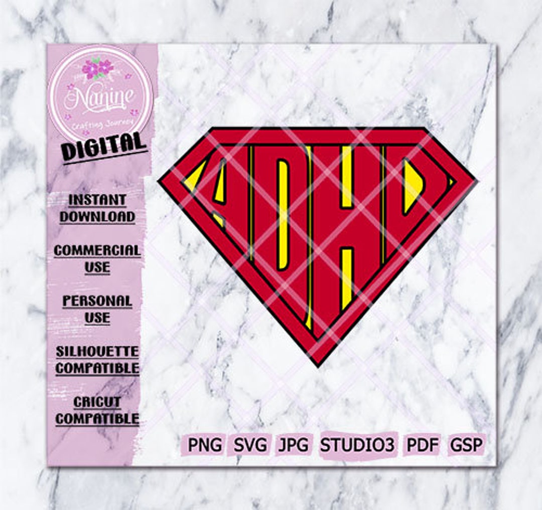 Superhero ADHD Svg, Png Files | Quote SVG, Cut File, Cricut, Silhouette ...
