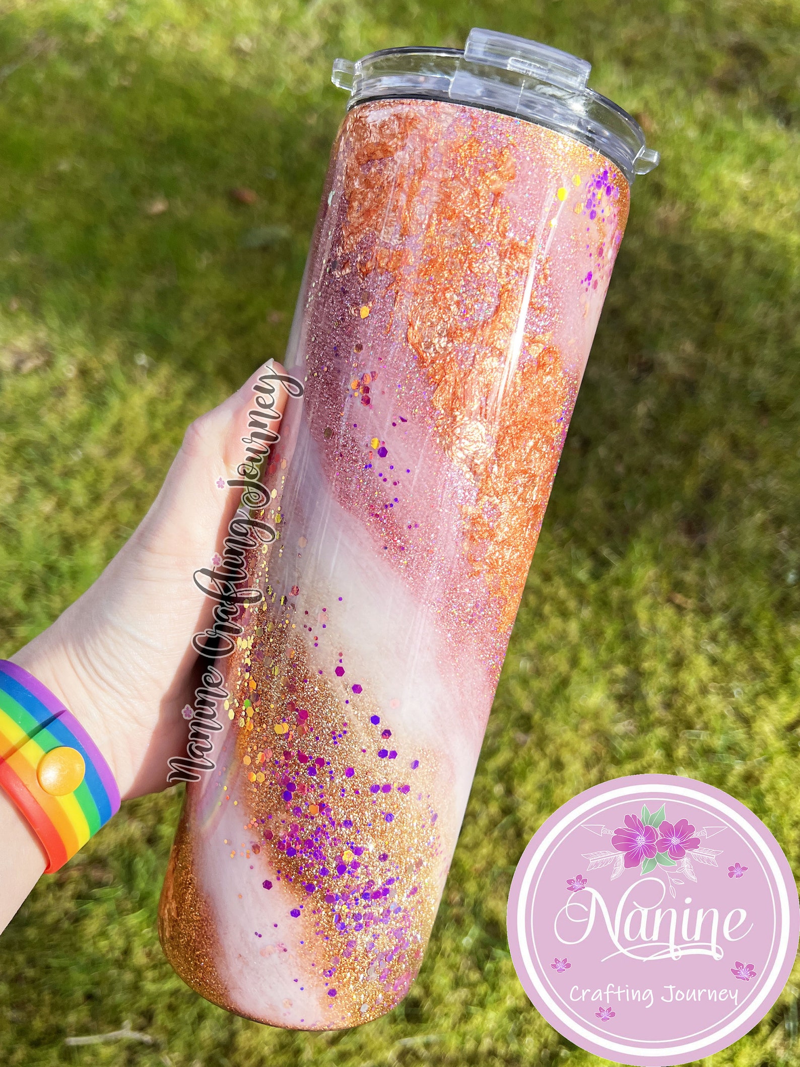 Ready to Ship Pink Swirl Glitter Tumbler Milky Way Glitter Etsy