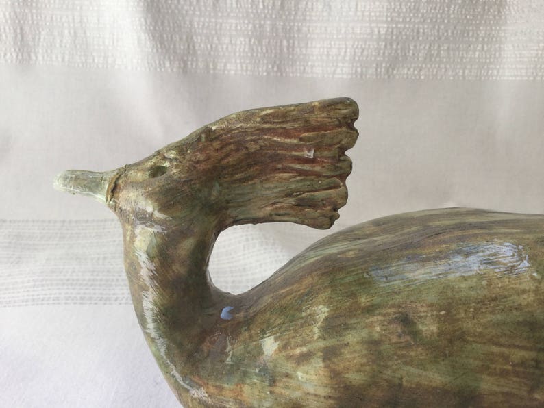 Sculpture Bird in green handmade ceramic image 6