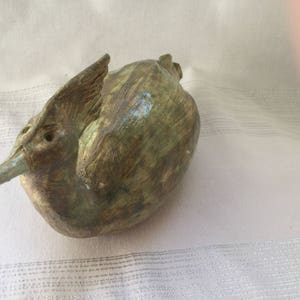 Sculpture Bird in green handmade ceramic image 3