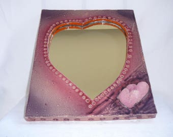 Espejo de cerámica hecho a mano rosa diferentes tonos