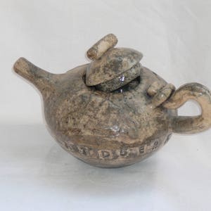 Decorative tea in handcrafted ceramic RAKU manganese oxide enamel, raku faience image 2