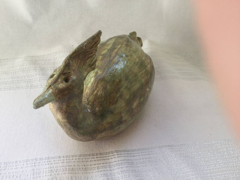Sculpture Bird in green handmade ceramic image 4