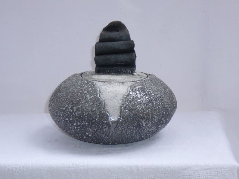 Raku Keramik weiß handgefertigte Keramik-Box, Raku Keramik Bild 1