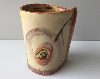 Hand-painted hand-painted ceramic vase, art ceramics; crafting