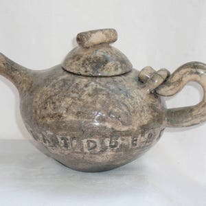 Decorative tea in handcrafted ceramic RAKU manganese oxide enamel, raku faience image 1