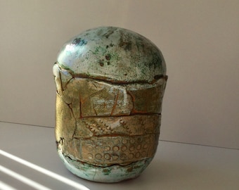 Handcrafted ceramic lamp foot raku green pottery raku