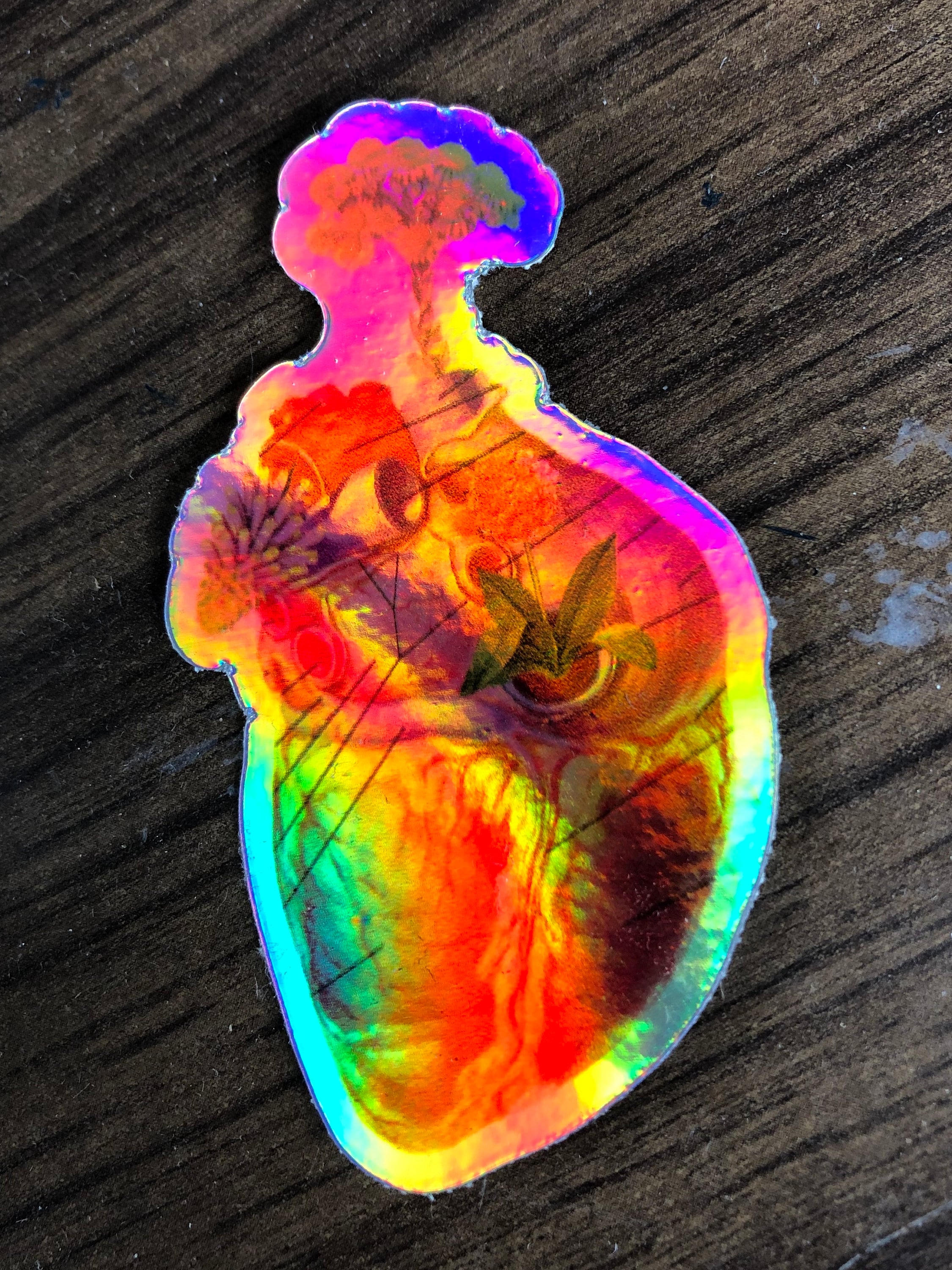 Holographic Anatomical Heart Sticker 1 3/4 X 3 by Okay Collage Free
