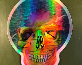 Pegatina Holográfica del Cráneo * 2 1/2" x 3" * por Okay Collage * Envío Gratis a EE.UU.