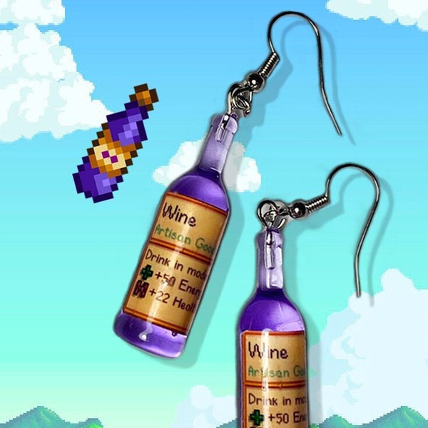 Stardew Valley Miniature Wine Bottle Earrings