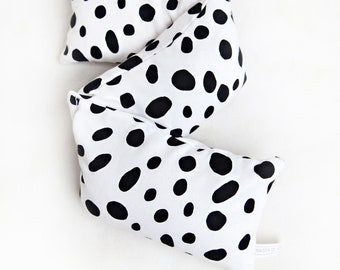 Dalmatian Rice Heating Pad, Heat Pack, Lavender Rice Bag, Spots Dots, Cotton Heating Wrap, Black White, Reusable Lumbar Heat Bag