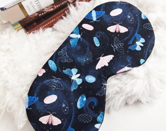 Lunar Moth Sleep Mask, Navy Sleeping, Eye Mask, Soft Blindfold, Contour Sleep Mask, Adjustable Sleep Mask