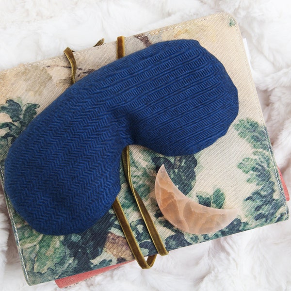Navy Blue Eye Pillow, Rice Migraine Bag, Gift for College, Meditation Gift