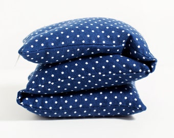 Polka dot Lumbar Heat wraps, Navy Blue Heating Pad, Swiss Dot Meditation Pillow, Lavender Rice Pack, Microwave Heat Pack