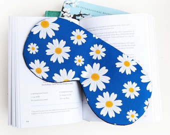 Daisy Flower Sleeping Mask, Blue Sleep Mask, Gift for Daughter, Sleep Wellness Gift, Mothers Day Gift