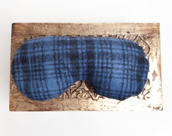 Navy Blue Plaid Eye Pillow, Meditation Lavender Rice Pillow, Self Care Spa Gift