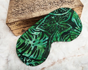 Green Sleep Mask, Monstera Eye Mask, Tropical Sleeping Mask, Self Care Gift, Plant Lady Lover
