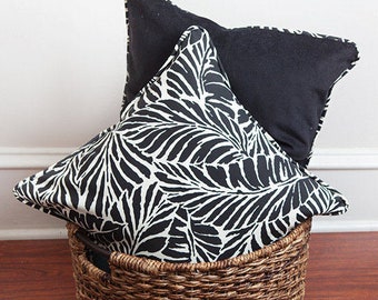 Black White Throw Pillow, Leaf Pillow Cover, Modern Home, Throw Pillow