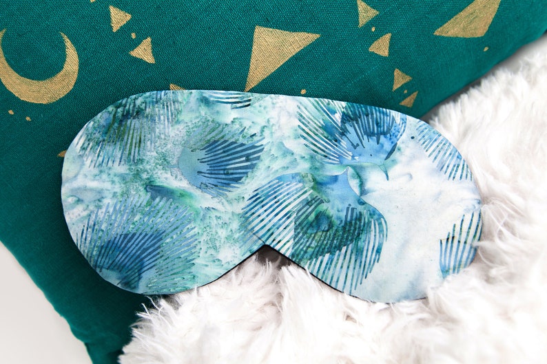 Peacock Feather Eye Sleep, Cotton Sleeping Mask, Teal, Sleep Aid, Gift for New Mom, Blindfold image 10