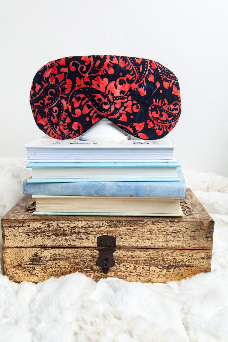 Red Black Sleep Mask, Gift for Valentine, Romantic Gift, Gift for Her image 9
