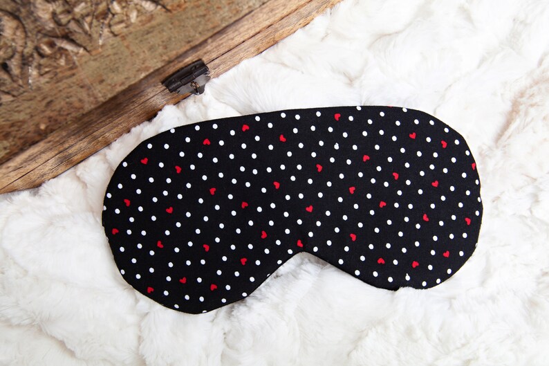 Black Heart Sleeping Mask, Valentines Gift for Her, Gift under 25, Sleep Mask, Blindfold image 8