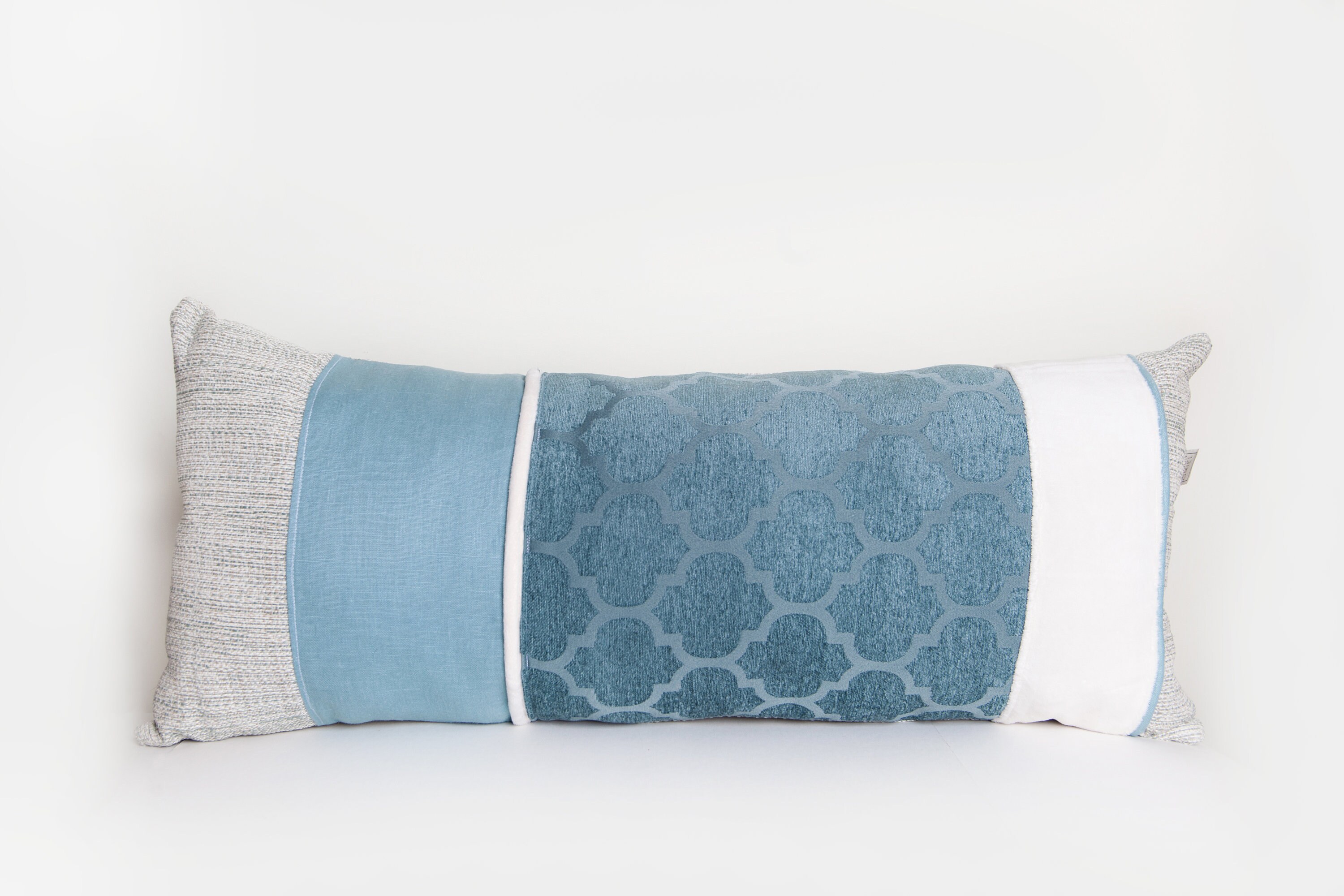 Teal Blue Lumbar Pillow Bedroom Pillow Long Bed Pillow Boho Etsy