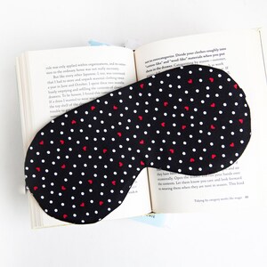 Black Heart Sleeping Mask, Valentines Gift for Her, Gift under 25, Sleep Mask, Blindfold image 9