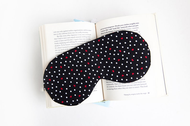 Black Heart Sleeping Mask, Valentines Gift for Her, Gift under 25, Sleep Mask, Blindfold image 9