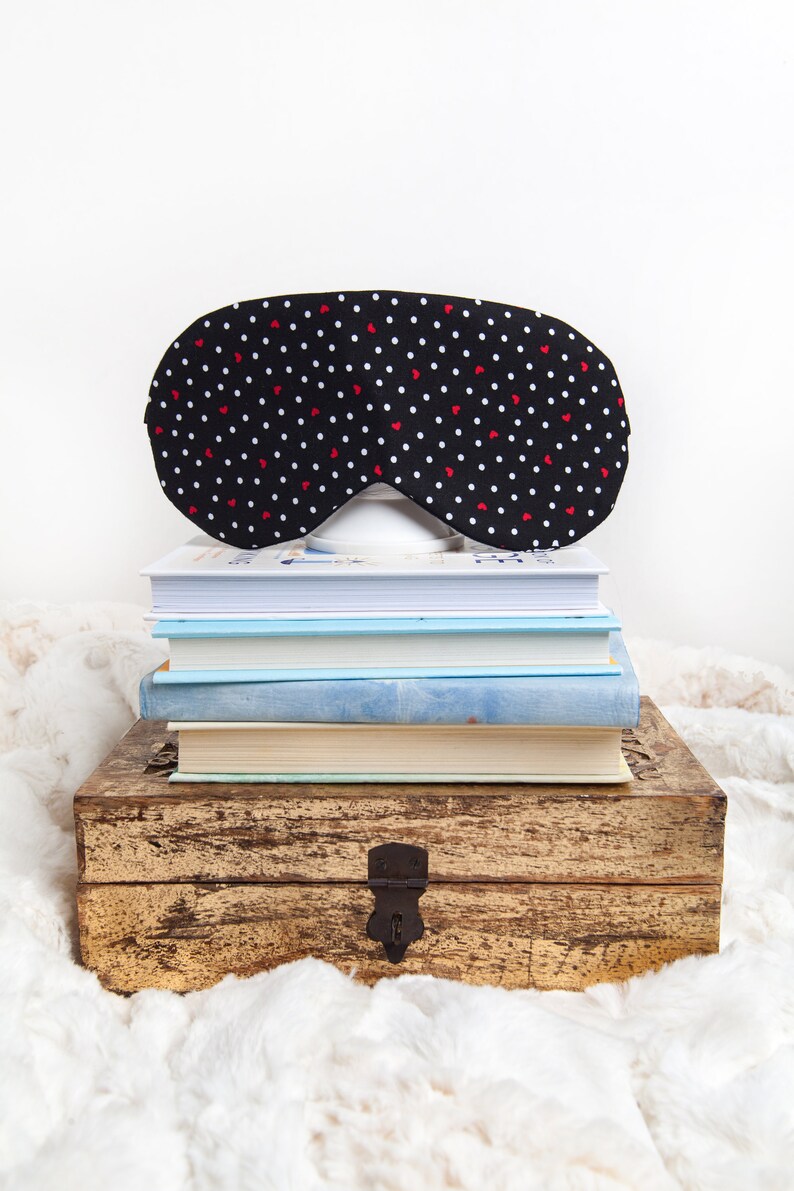 Black Heart Sleeping Mask, Valentines Gift for Her, Gift under 25, Sleep Mask, Blindfold image 6