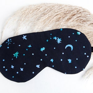 Moon Sleeping Mask, Celestial Sleep Mask, Navy Stars, Cotton Sleep Aid, Adjustable Eye Mask, Gift for New Mom Dad, Wellness Gift image 9