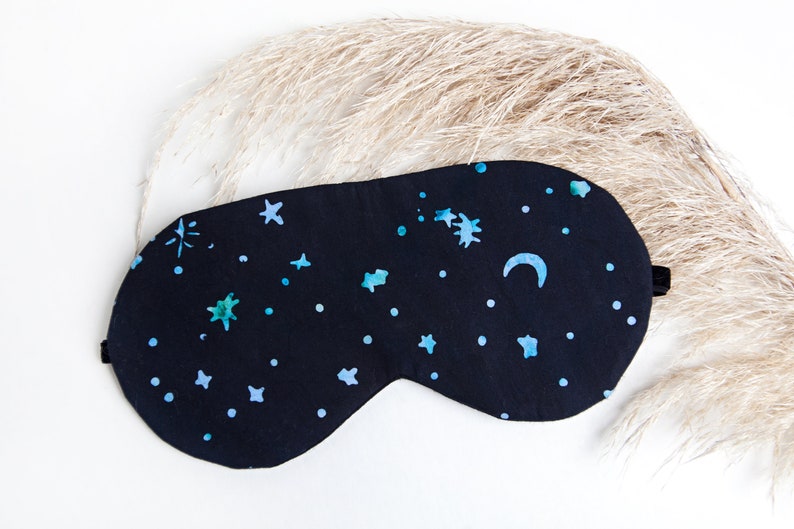 Moon Sleeping Mask, Celestial Sleep Mask, Navy Stars, Cotton Sleep Aid, Adjustable Eye Mask, Gift for New Mom Dad, Wellness Gift image 9