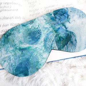 Peacock Feather Eye Sleep, Cotton Sleeping Mask, Teal, Sleep Aid, Gift for New Mom, Blindfold image 1