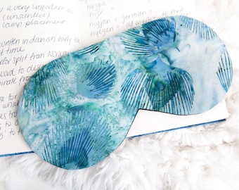 Peacock Feather Eye Sleep, Cotton Sleeping Mask, Teal, Sleep Aid, Gift for New Mom, Blindfold