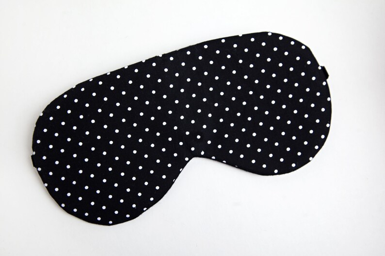 Polka Dot Sleep Mask, Wedding Sleep Mask, Cotton Sleep Mask Set, Eye Mask, Travel Mask, Blindfold, Black White, Pin Dot image 8