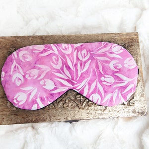 Pink Tulip Sleep Mask, Floral Sleeping Mask, Cotton Blindfold, Gift for Her, Under 20 image 1