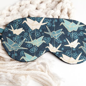 Paper Crane Sleep Mask, Turquoise Sleeping Mask, Blackout Mask, Adjustable Travel Mask, Soft Cotton Pamper Mask, Headache relief