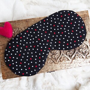 Black Heart Sleeping Mask, Valentines Gift for Her, Gift under 25, Sleep Mask, Blindfold image 10